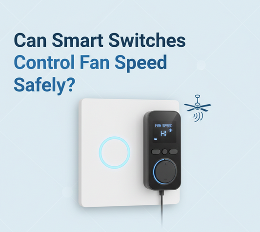 Smart switch and fan controller showing fan speed control interface with safety-focused smart fan regulation