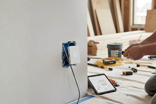 smart switch installation during renovation project showing wall wiring setup and electrician working on home electrical upgrade in Pakistan