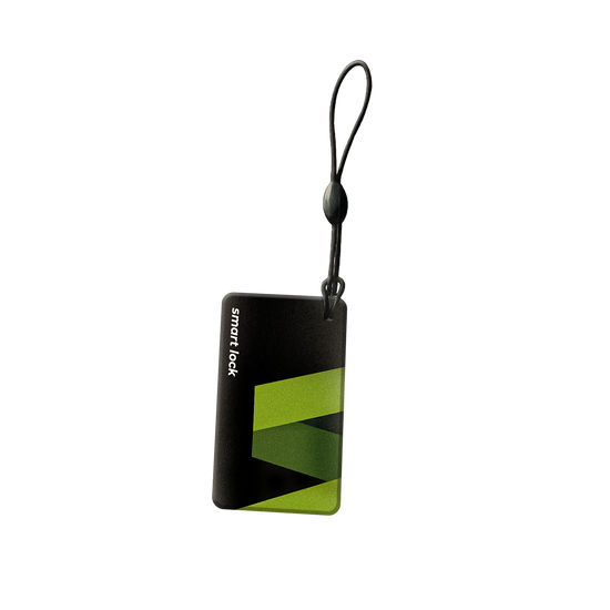 Black and green keychain lock with 'smart lock' branding on a white background