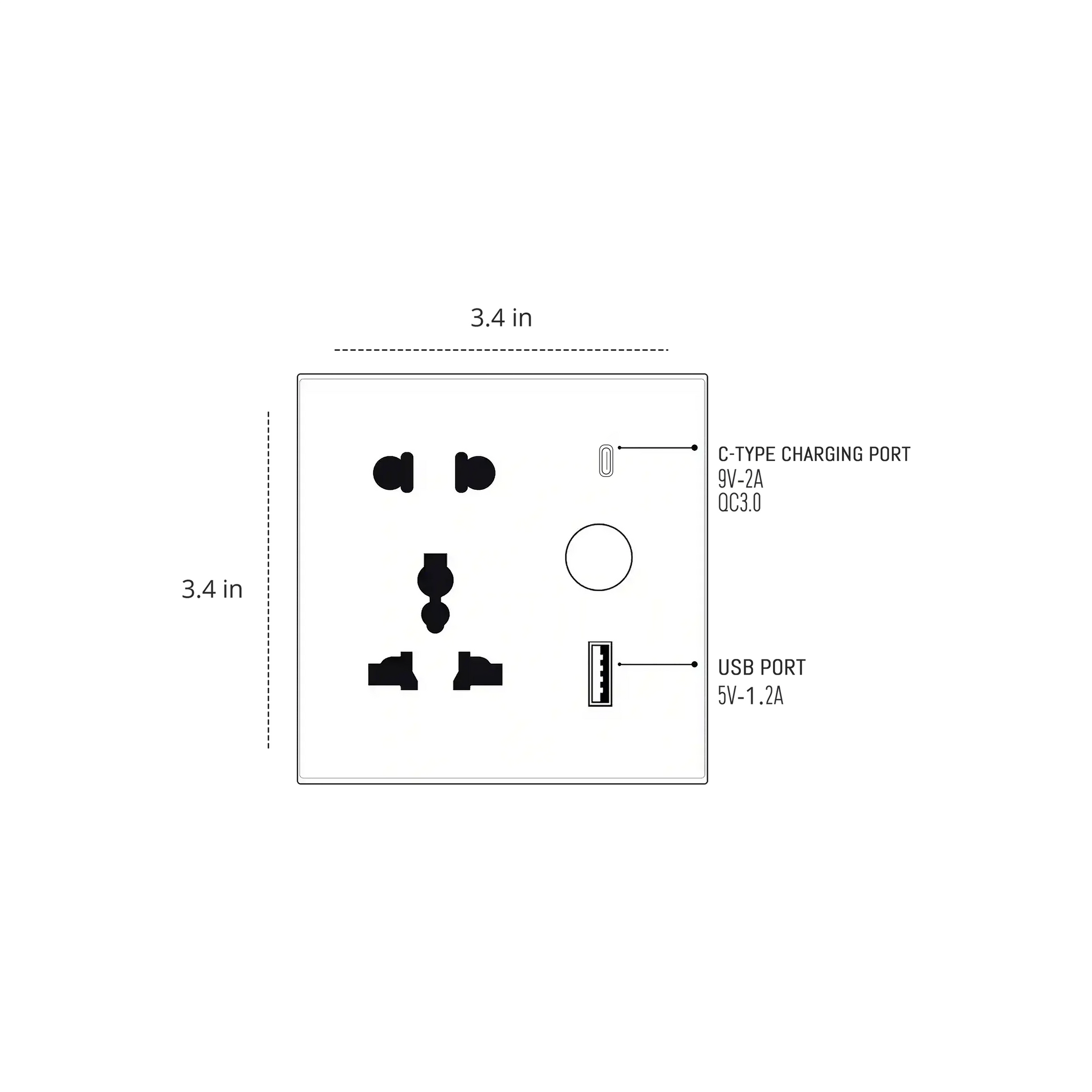 Universal Smart Socket+1USB+1 C Type
